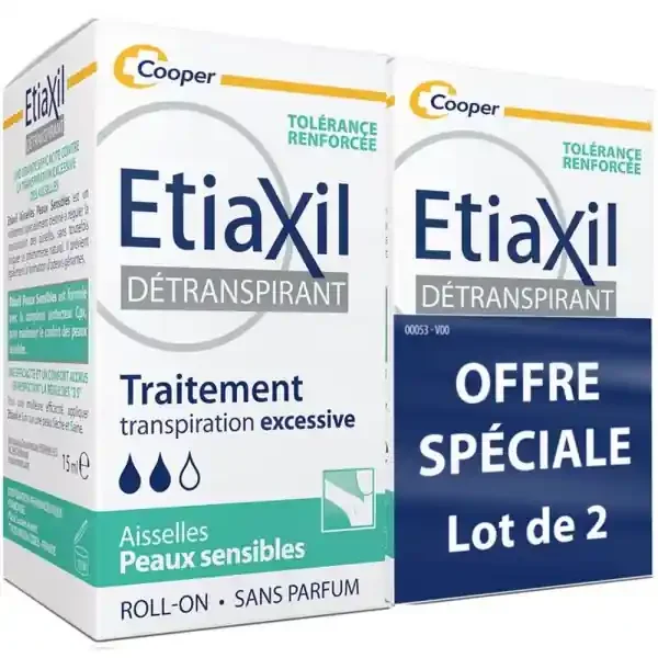 Etiaxil Détranspirant Aisselles Peaux Sensibles lot de 2