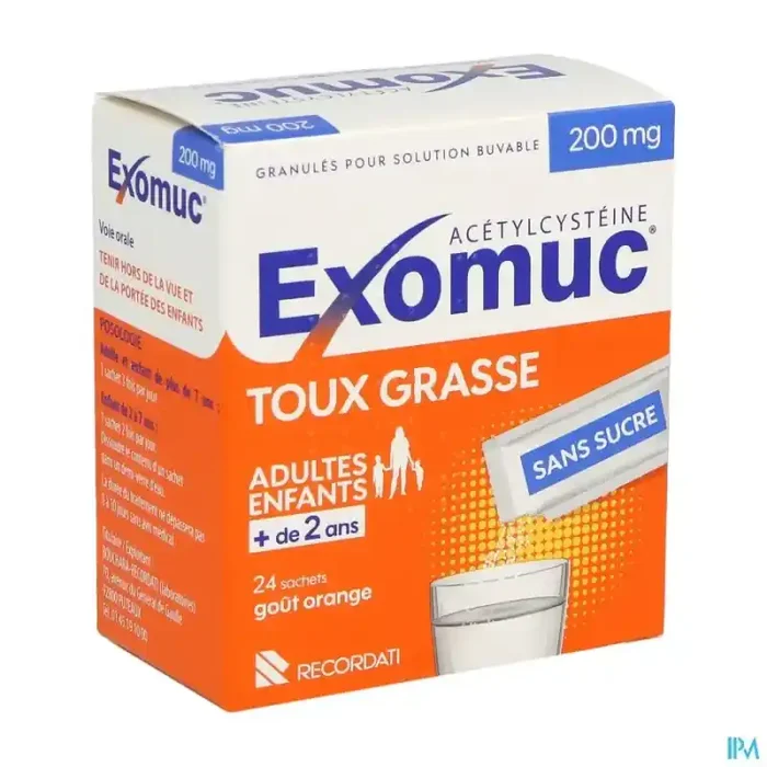 Exomuc 200mg granules pour solution buvable sachet 24