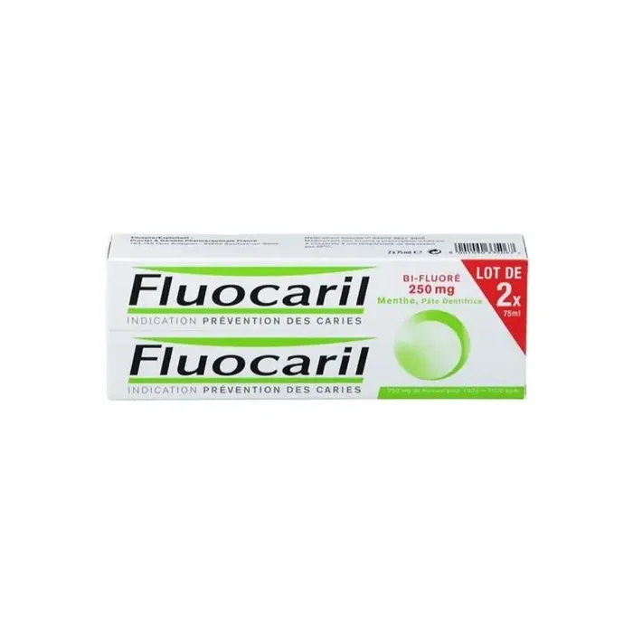 Fluocaril bi-fluore 250mg menthe pate dentifrice 2x75ml