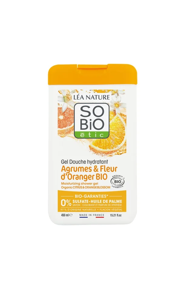 Gel douche bio hydratant – Agrumes & fleur d’oranger – 450 ml