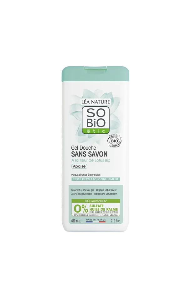 Gel douche sans savon apaisant bio – Fleur de lotus – 650 ml