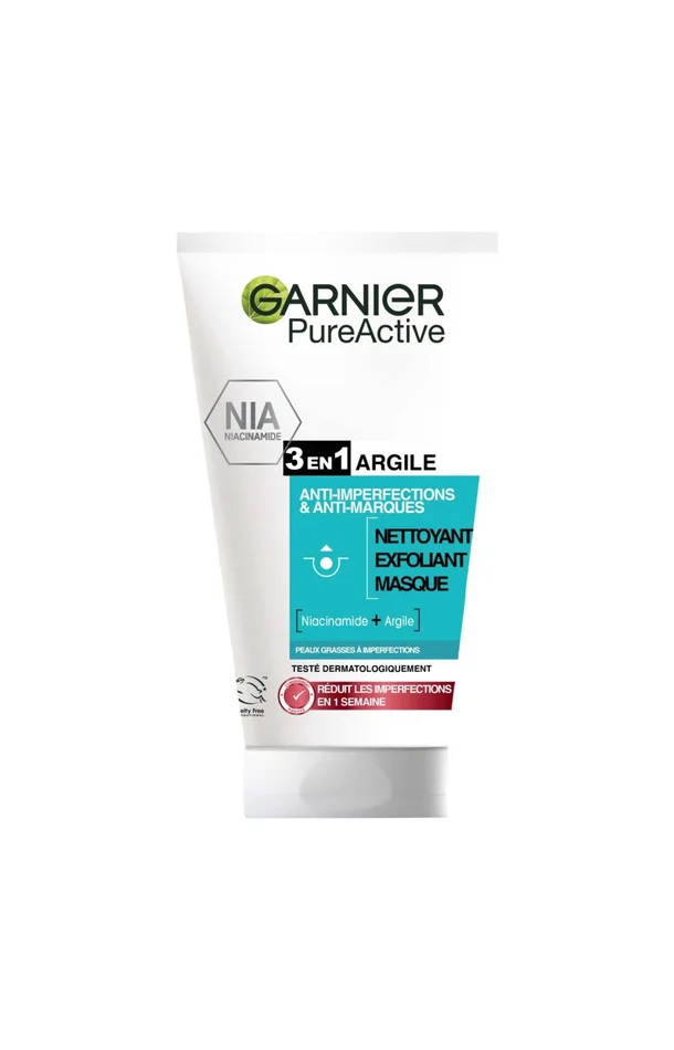 Gel nettoyant 3-en-1 – PureActive Argile – Peaux grasses à imperfections