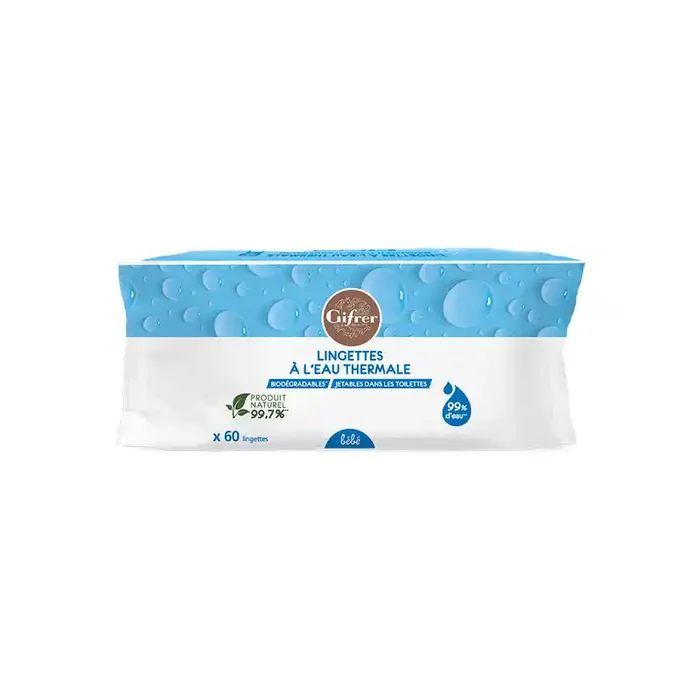 Gifrer lingettes biodegradables a l’eau d‘Auvergne 60 sachets