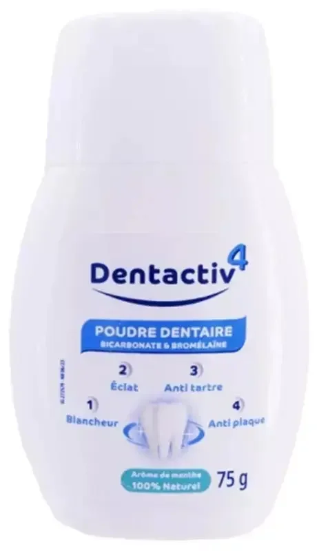 Gilbert Dentactiv4 Poudre Dentaire Blancheur Bicarbonate 75 g
