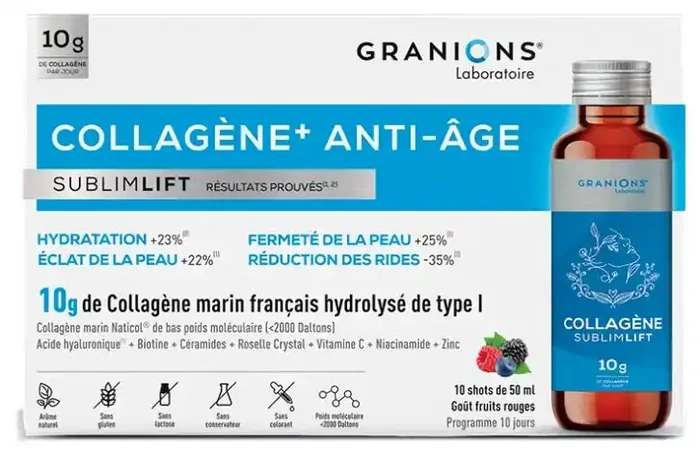 Granions Collagène + Anti-Âge Goût Fruits Rouges 10 Shots