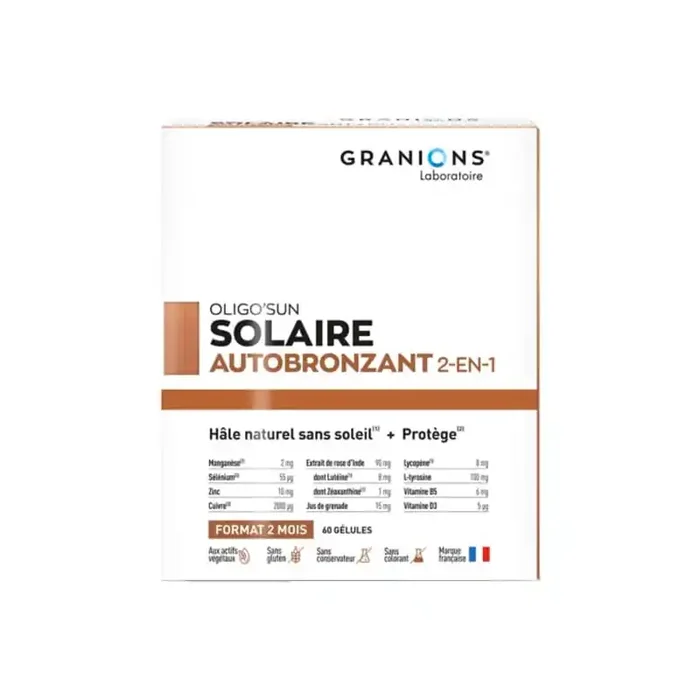 Granions Oligo‘Sun autobronzant 2 en 1 – 2 mois 60 gelules