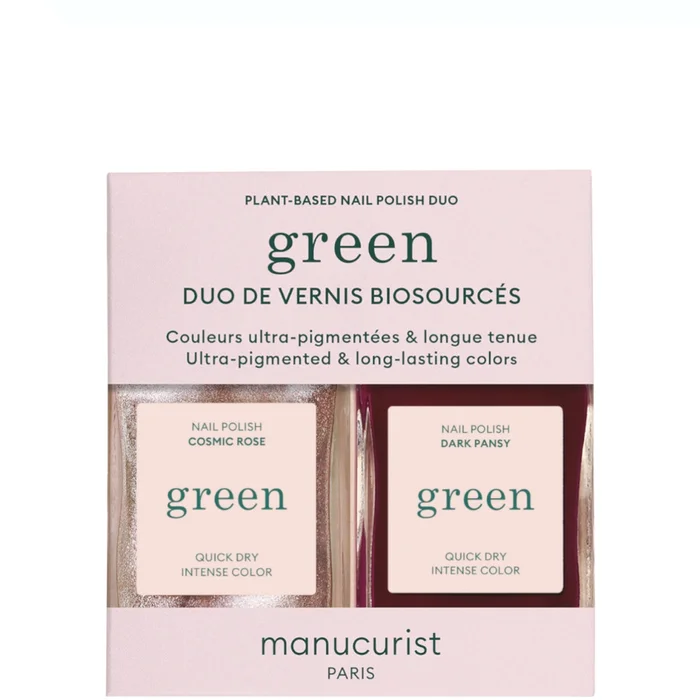 Green – Duo Vernis Biosourcés – Cosmic Rose 15 ml + Dark Pansy 15 ml