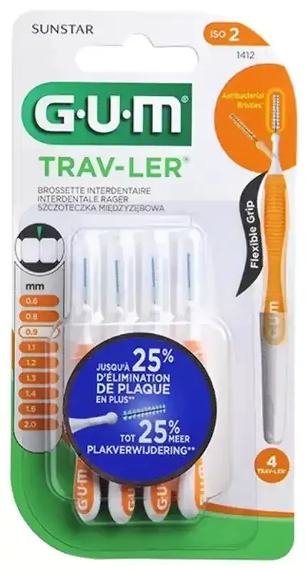 GUM 4 Brossettes Interdentaire Trav-Ler – Taille 1412 0,9 mm