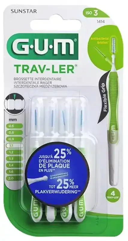 GUM 4 Brossettes Interdentaire Trav-Ler – Taille 1414 1,1 mm