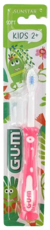 GUM Brosse à Dents Enfant Kids 901 – Couleur Rose Fluo