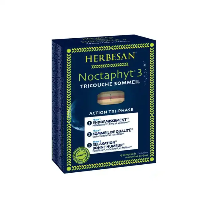 Herbesan Noctaphyt 3 tricouche sommeil 15 comprimes