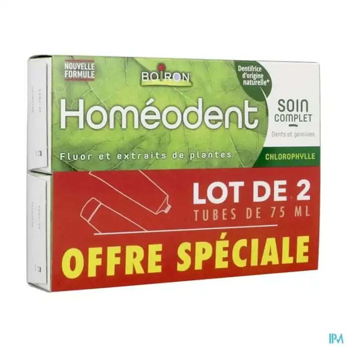 Homeodent soin complet dents et gencives chlorophylle pate dentifrice 75ml x2