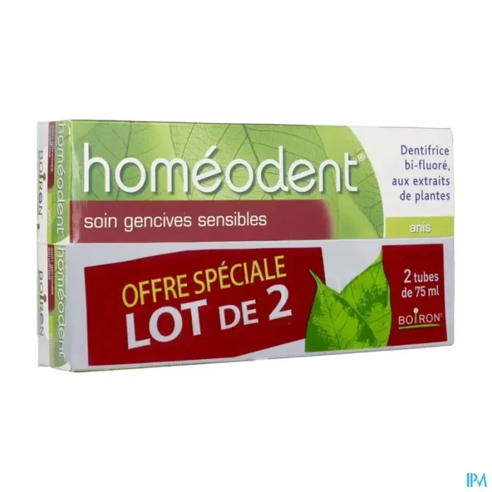 Homeodent soin gencives sensibles anis pate dentifrice 75ml x2