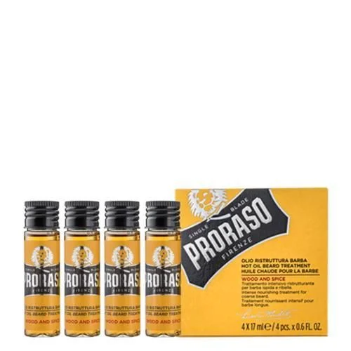 Hot Oil Treatment Wood & Spice – Huile de Traitement Barbe 4×17 ml