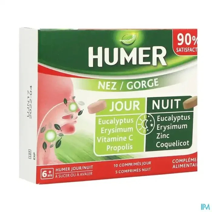 Humer nez gorge jour nuit comprimé 15
