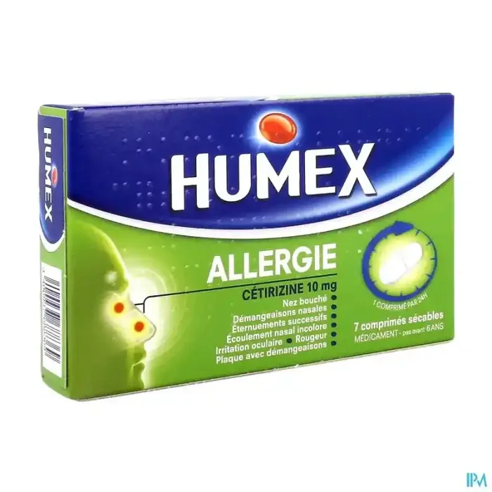 Humex allergie cetirizine 10mg comprimé sécable 7