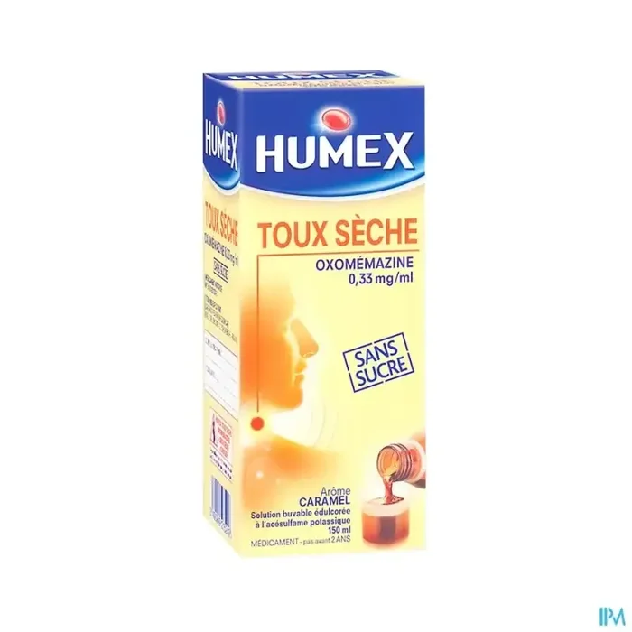 Humex toux seche oxomemazine 0mg33/ml sans sucre solution buvable 150ml