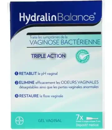 Hydralin Balance Gel Vaginal contre Vaginose bactérienne Triple Action 7 tubes