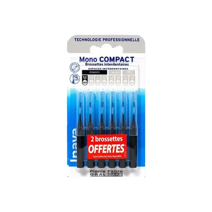Inava Mono Compact 6 brossettes interdentaires noir ISO 0 – 0,6mm