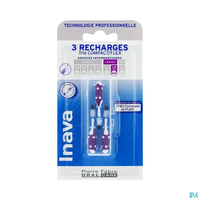 Inava trio compact brossette recharge violet x3