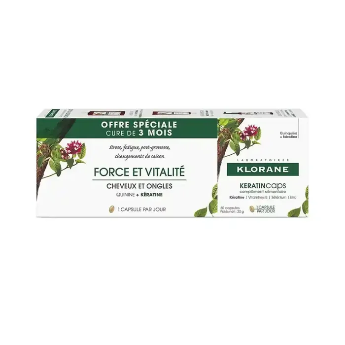 KERATINCAPS CHEVEUX ET ONGLES 3X30 CAPSULES KLORANE