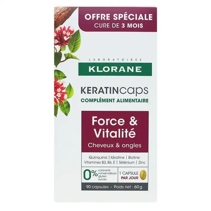 KeratinCaps cure force des cheveux et ongles 3×30 comprimés