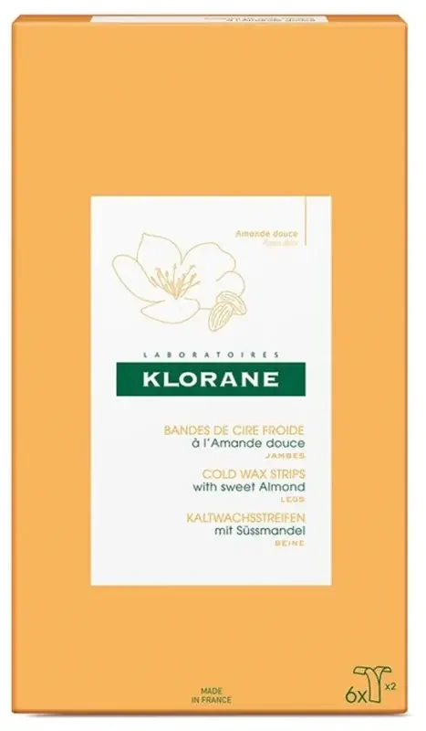 Klorane Amande Dépilatoire – Bandes de Cire Froide à l‘Douce – Jambes