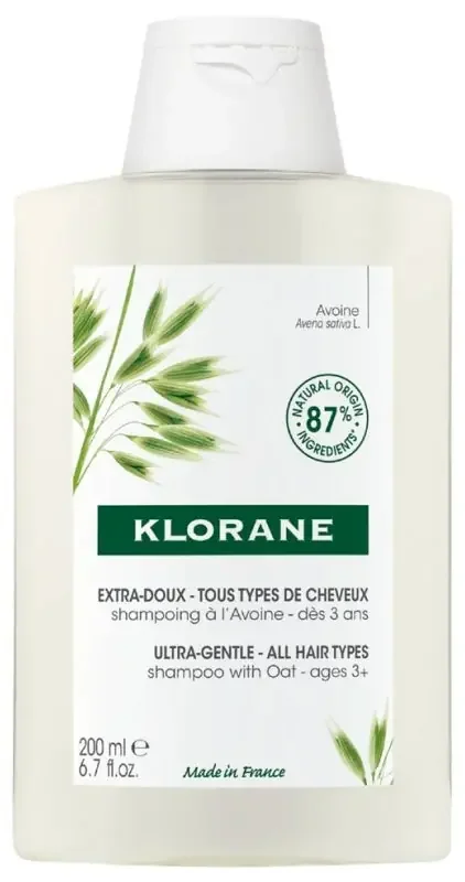 Klorane Avoine Shampoing Extra-Doux au Lait d‘Avoine – Usage Fréquent – Tous Types de Cheveux Dès 3 Ans 200 ml