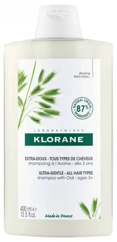Klorane Avoine Shampoing Extra-Doux au Lait d‘Avoine – Usage Fréquent – Tous Types de Cheveux Dès 3 Ans 400 ml