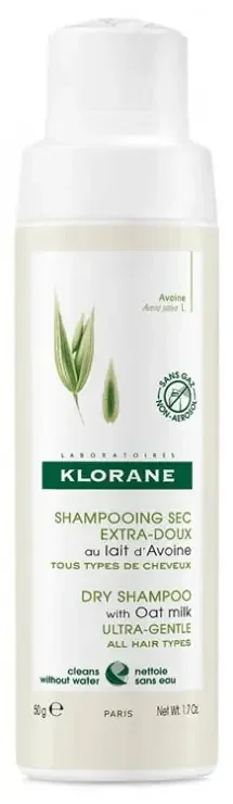 Klorane Avoine Shampoing Sec En Poudre Extra-Doux au Lait d‘Avoine – Sans Gaz – Tous Types de Cheveux
