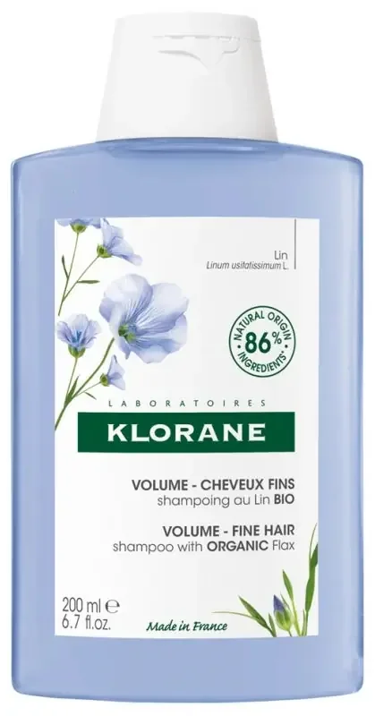 Klorane Lin Shampoing Volume Aux Fibres de Lin – Cheveux Fins 200 ml