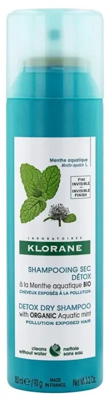 Klorane Menthe Aquatique Shampoing Sec Détox à la Menthe Aquatique Bio – Tous Types de Cheveux 150 ml