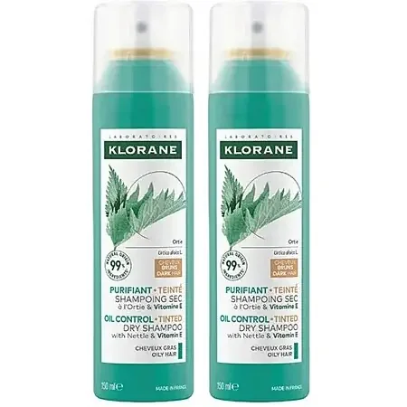 Klorane Ortie & Vitamine E Shampooing Sec Purifiant Teinté Duo 2 x 150ml