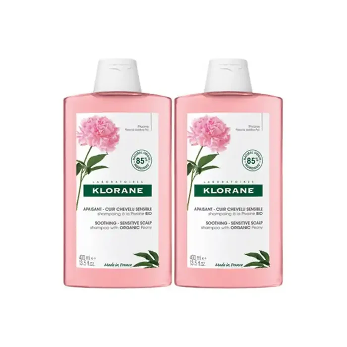 Klorane shampoing Apaisant a la Pivoine bio lot de 2 x 400ml