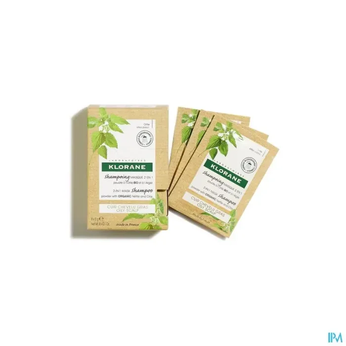 Klorane shampooing masque 2en1 ortie bio poudre 3g x8