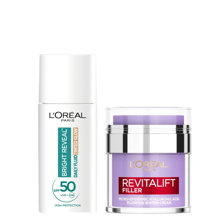 L'Oreal Paris Hyaluronic Filler Water Cream & Tinted Glow SPF50+ (Various Shades)