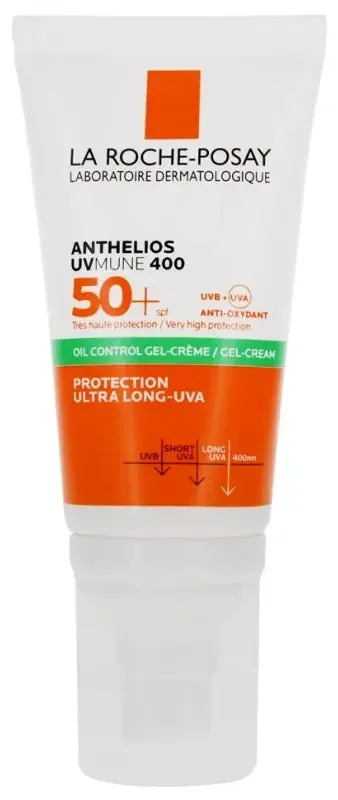 La Roche-Posay Anthelios Crème Solaire en Gel-Crème Anti-Brillance Visage Spf50+ Avec Parfum 50 ml