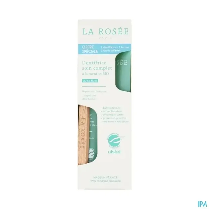 La rosée dentifrice soin complet à la menthe bio 75ml + brosse à dents