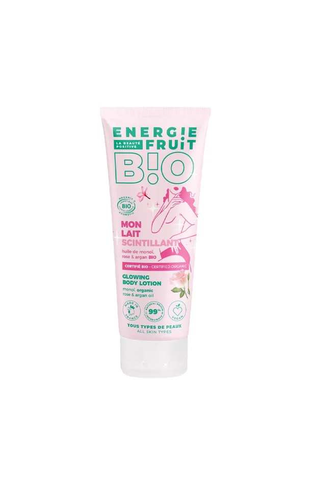 Lait scintillant bio – Monoï & rose – Corps – 200 ml