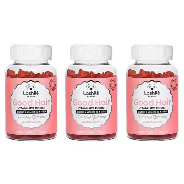 Lashilé Beauty good hair vitamines boost cheveux sublimes lot de 3×60 gummies