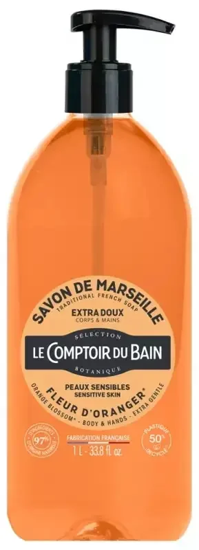 Le Comptoir du Bain Savon de Marseille Fleur d‘Oranger Extra Doux 1 l