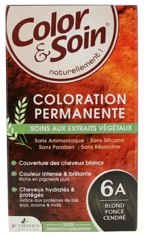 Les 3 Chênes Color & Soin Coloration Permanente Extraits Végétaux Sans Ammoniaque – Coloration Blond Foncé Cendré 6A
