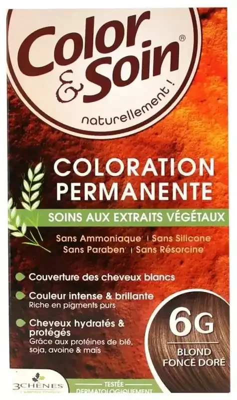 Les 3 Chênes Color & Soin Coloration Permanente Extraits Végétaux Sans Ammoniaque – Coloration Blond Foncé Doré 6G