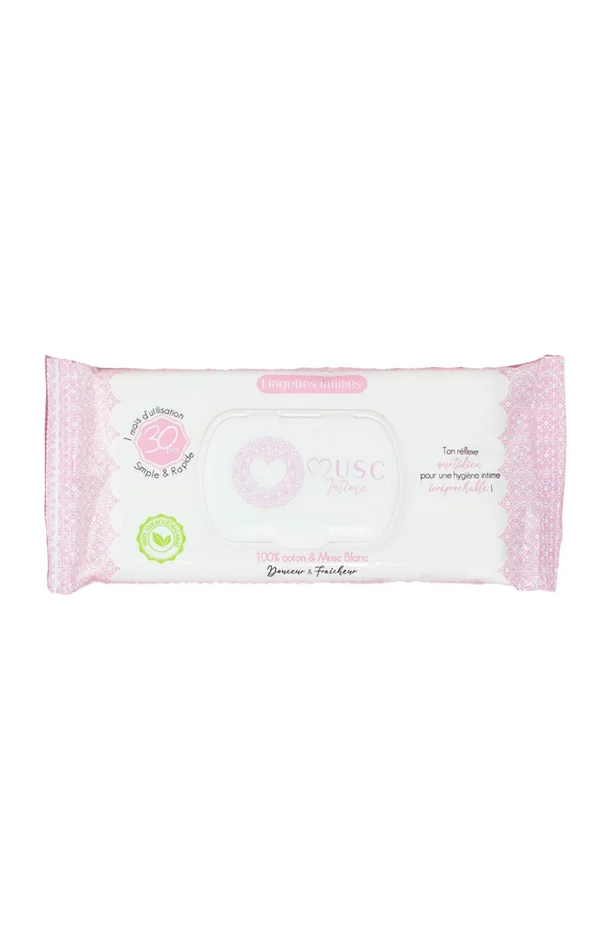 Lingettes intimes – L’Irrésistible – Musc blanc – 30 unités