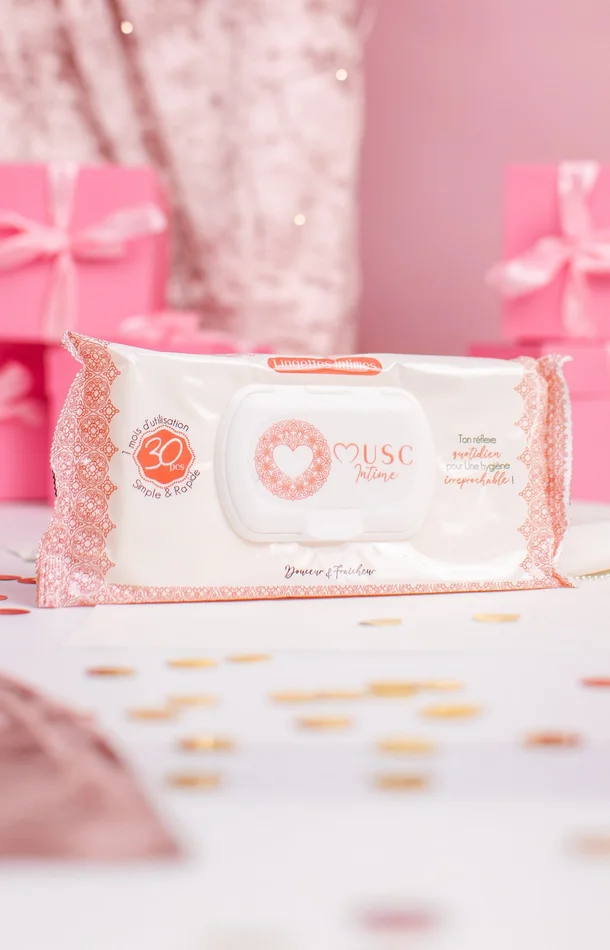 Lingettes intimes – La Charmeuse – Pêche – 30 unités