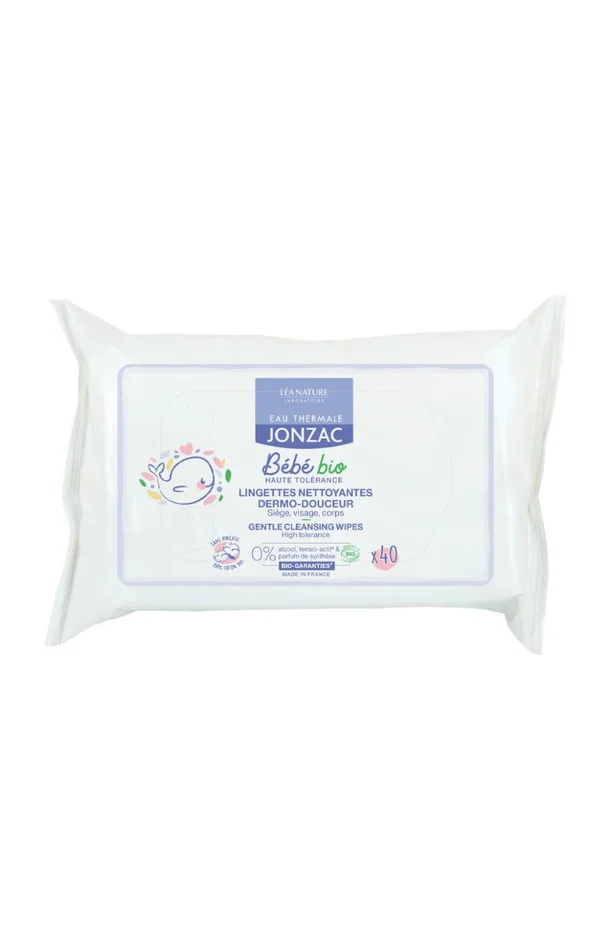 Lingettes nettoyantes bio dermo-douceur – Visage & corps – Bébé – 3 x 40 unités