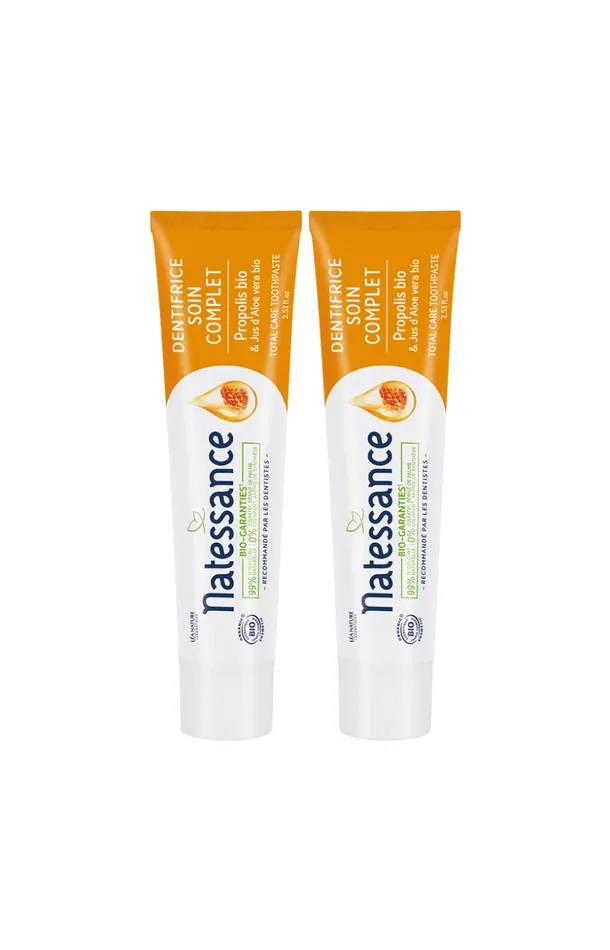 Lot de 2 dentifrices bio – Soin complet – Propolis & aloe vera – 2 x 75 ml