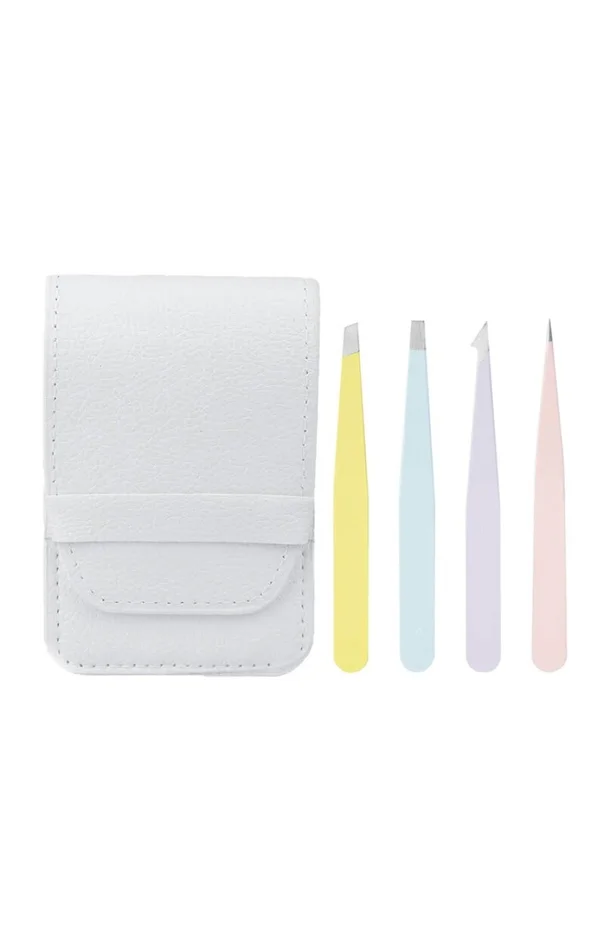 Lot de 4 pinces à épiler & trousse