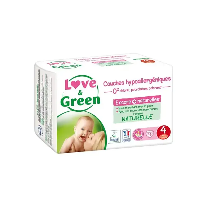 Love & Green couches hypoallergeniques taille 4 maxi (7-14 kg 44 pieces)