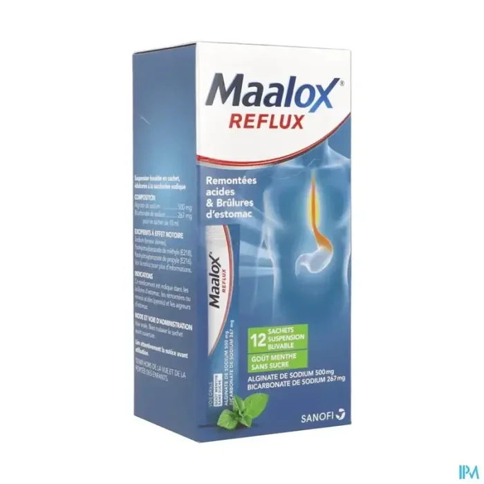 Maalox reflux menthe sans sucre suspension buvable sachet 12